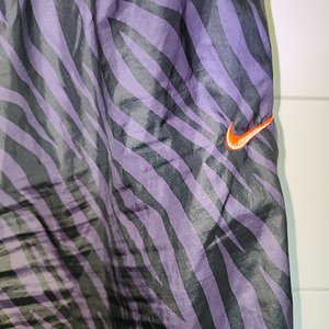 Nike Shiny Nylon Zebra Print Pants. Purple Black.
