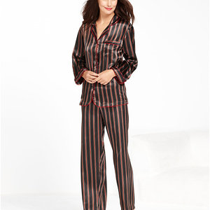 Tmp jones New york black stripe printed satin Top And pajama pants Set product 1 14503642 826188243 large flex 1427431119