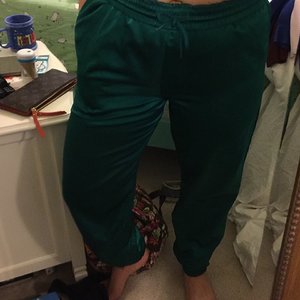 Swishy green pants