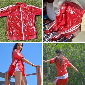 Shiny Red Nylon Jacket