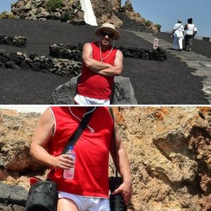 Me, in public and shiny shorts