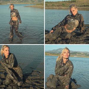 Muddy Training: Military Girl in Camouflauge Tracksuit