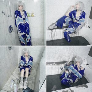 E-Girl Soaked In Black Slime Wearing Reflem Tracksuit & School Gymsuit