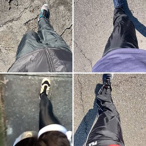 Walking in public wearing shiny nylon