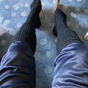 Navy Blue Silky Polyester Pants