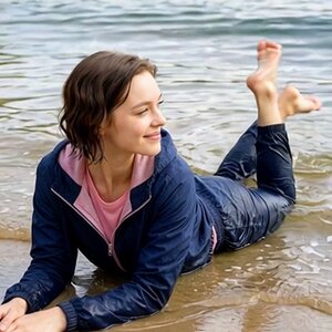 Wet clothes in the lake