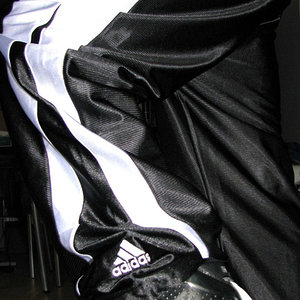Adidas black pants shiny image