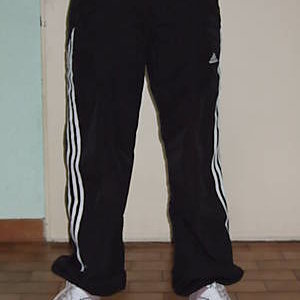 Adidas black pants front stand