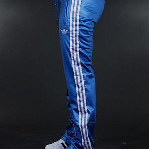 Adidas womans blue pants white stripes small side logo