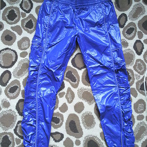Adidas womans shiny blue nylon pants