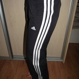 Adidas womans black smooth pants with white stripes