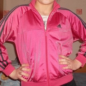 Adidas womans pink full jacket with black trim