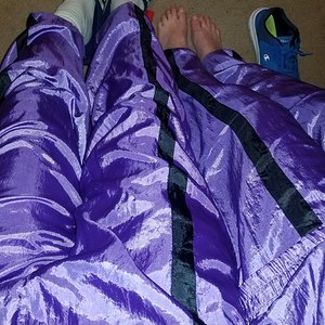 Me and a friend in matching shiny shellsuits