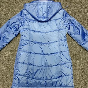 Light blue hooded nylon coat
