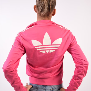 Pink adidas firebird jacket - small logo back