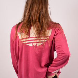 Pink adidas firebird jacket - large logo