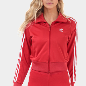 Blonde in red adidas firebird tracksuit