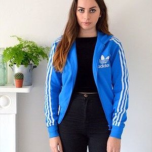 brunette in adidas firebird