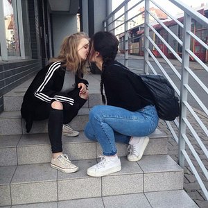 lesbian kissing in adidas jacket
