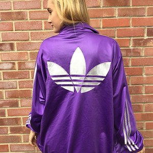 purple adidas firebird large back logo