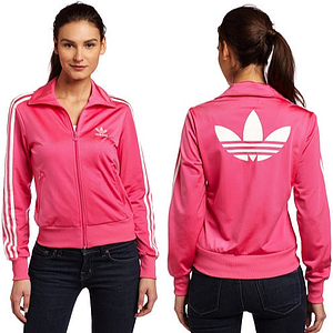 pink adidas firebird and jeans