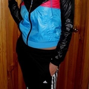 Adidas womans black pants shiny biker jacket