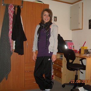 Adidas womens black pants far away photo