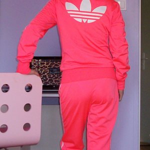 Adidas womens light red track suit large back logo