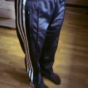 Adidas womens black baggy pants front