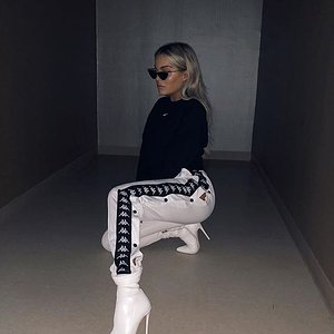 white kappa pants with boots