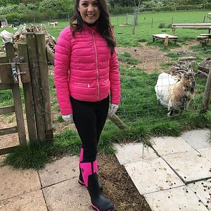 Laura Tobin pink down jacket