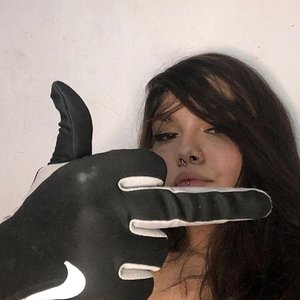 Nasty girl in nike gloves