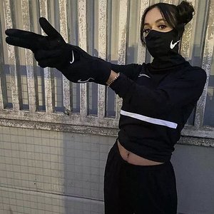 Nasty girl in her nike gloves