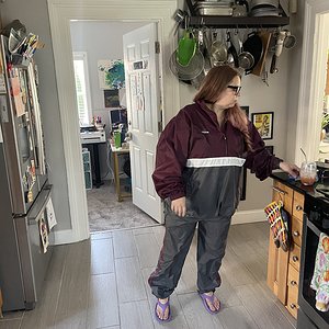 Maroon/gray adidas suit