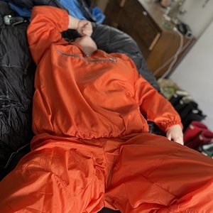 Orange Nylon windsuit
