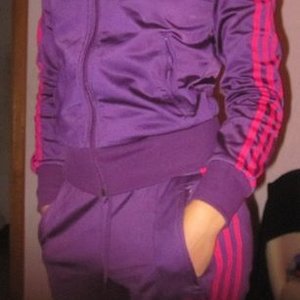 Adidas womens purple tracksuit close