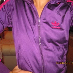 Adidas womens purplse tracksuit top close view