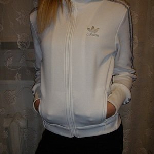 Adidas womens white zip up pocket hands