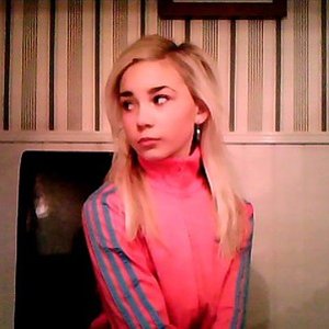 Adidas womens pink top blue stripes side look