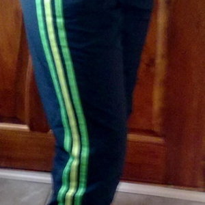 Adidas womens black pants assorted green stripe