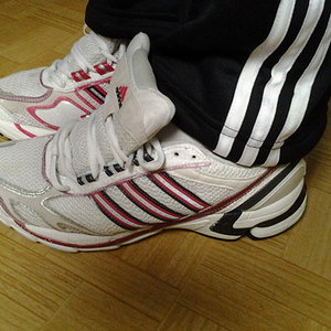 Adidas womens black pants white sneakers