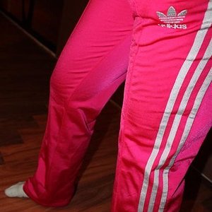 Adidas womens light red white stripe angle pants