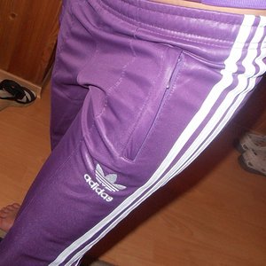 Adidas womens purple pants small logo