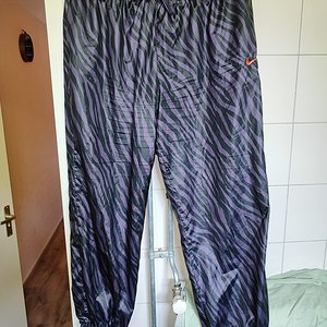 Nike Shiny Nylon Zebra Print Pants. Purple Black.