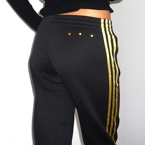 Adidas womens black gold stripes rear photo