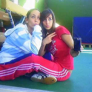 Adidas womens red pants white stripe friends