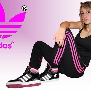 Adidas womens black pants pink stripe lounge