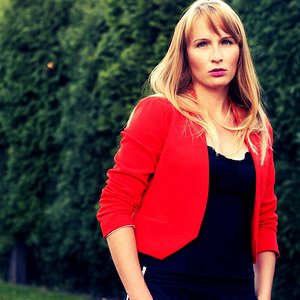 Adidas womens pants red jacket front close