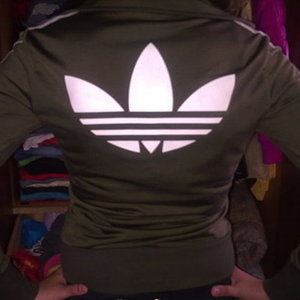 Adidas womens black jackey white logo