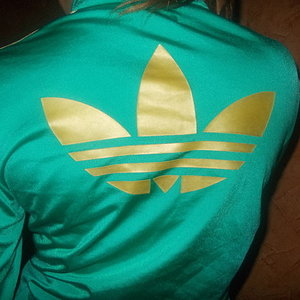 Adidas womens teal jackey gold logo